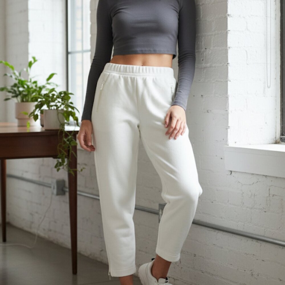 Emporio Armani 100% Cotton Woman's White sweat pants, Size Med